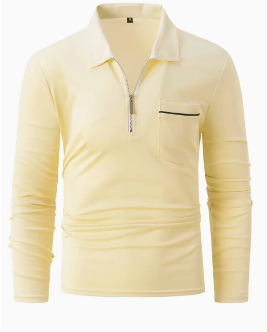 Tom Polo - Stylish Long Sleeve Zipper with Pocket men (Italian design)