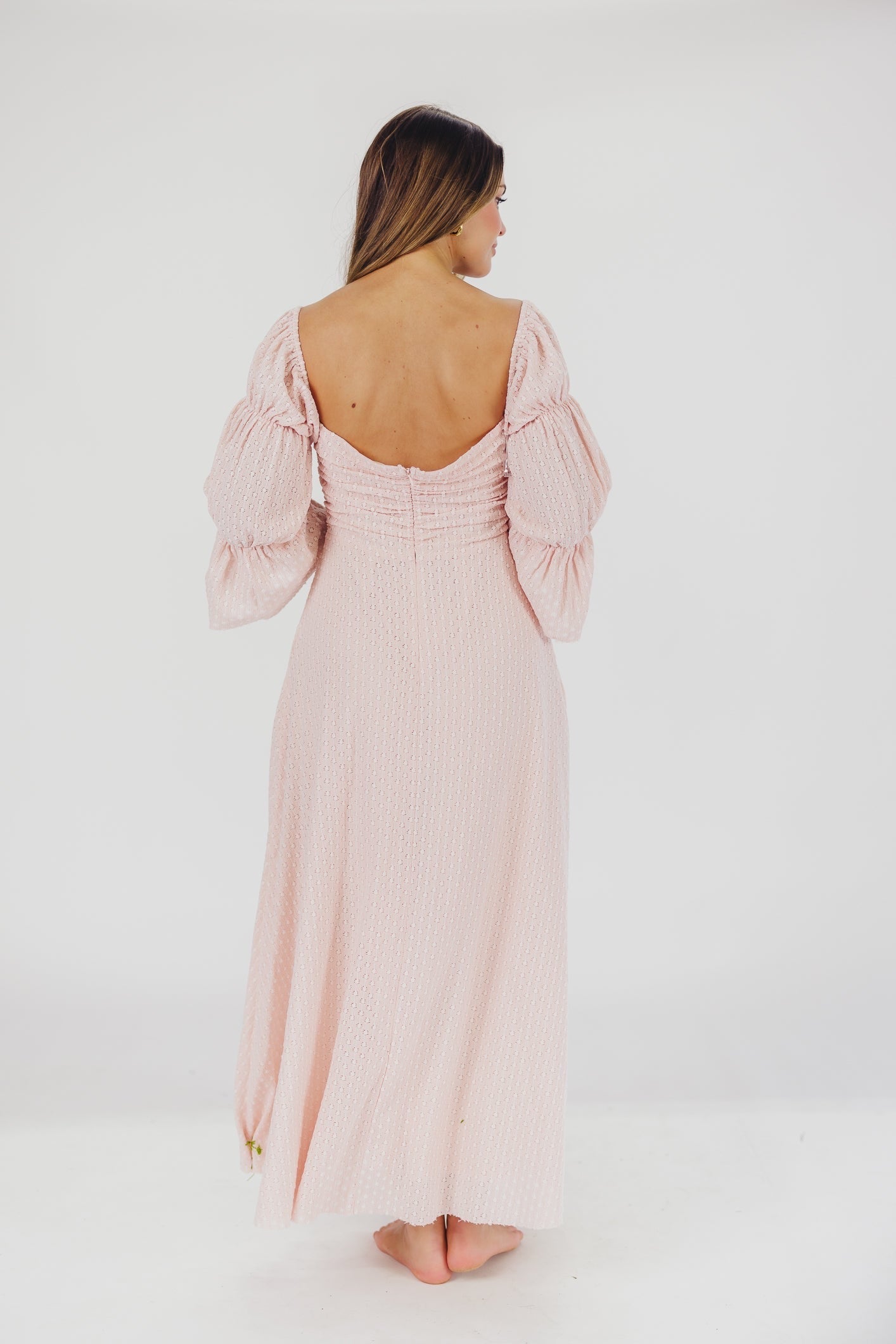 Corrine tiered sleeve maxi dress with pockets in ballerina pink - bump friendly