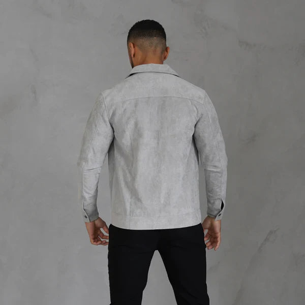 Men’s gray suede jacket athletic fit – men