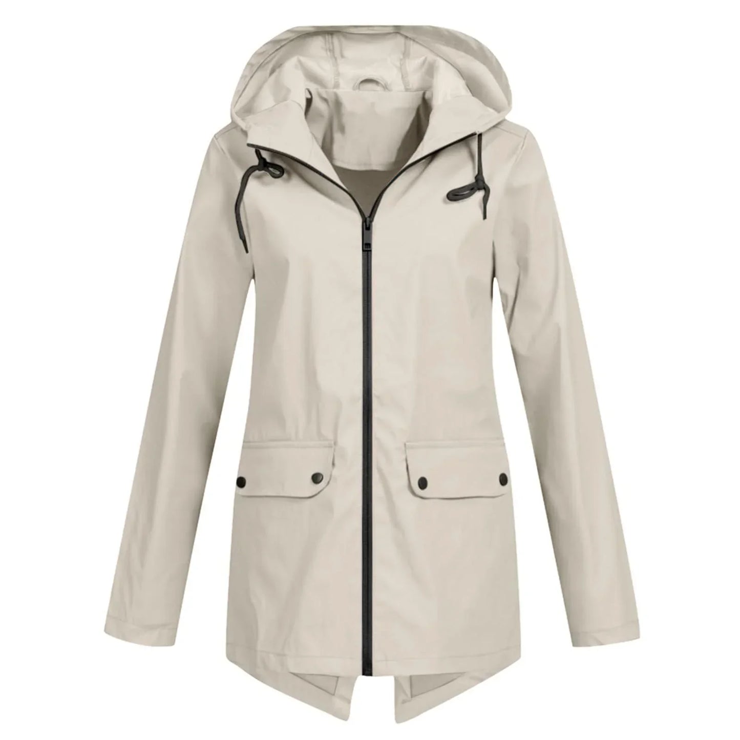 Women's long rain jacket with hood – extra length for reliable protection