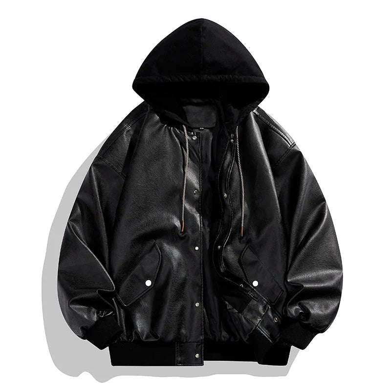 The Drystan Faux Leather Hooded Jacket