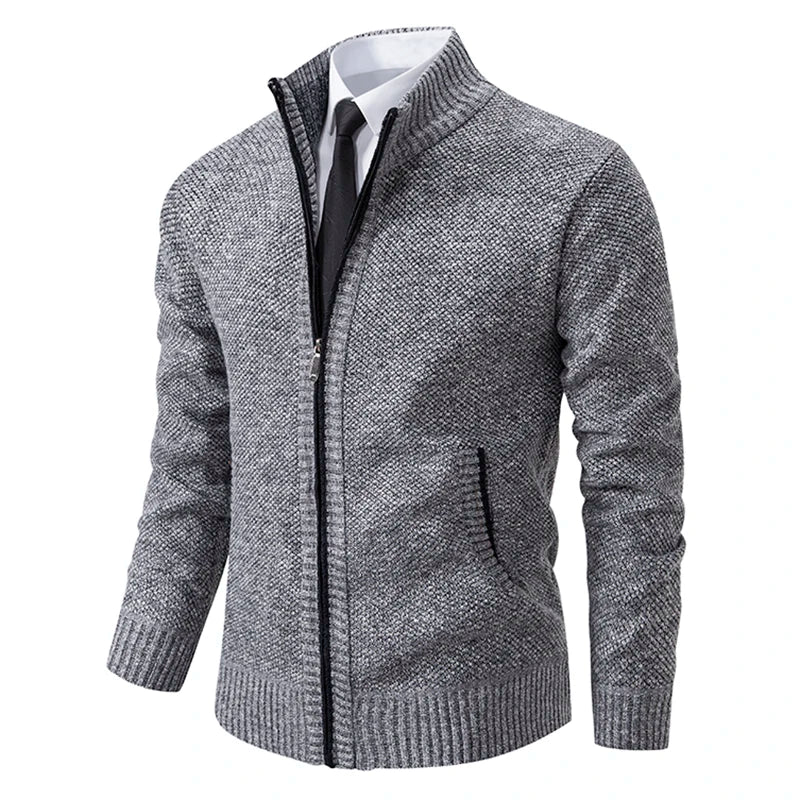 Otto knitted cardigan with zipper – modern stand-up collar look