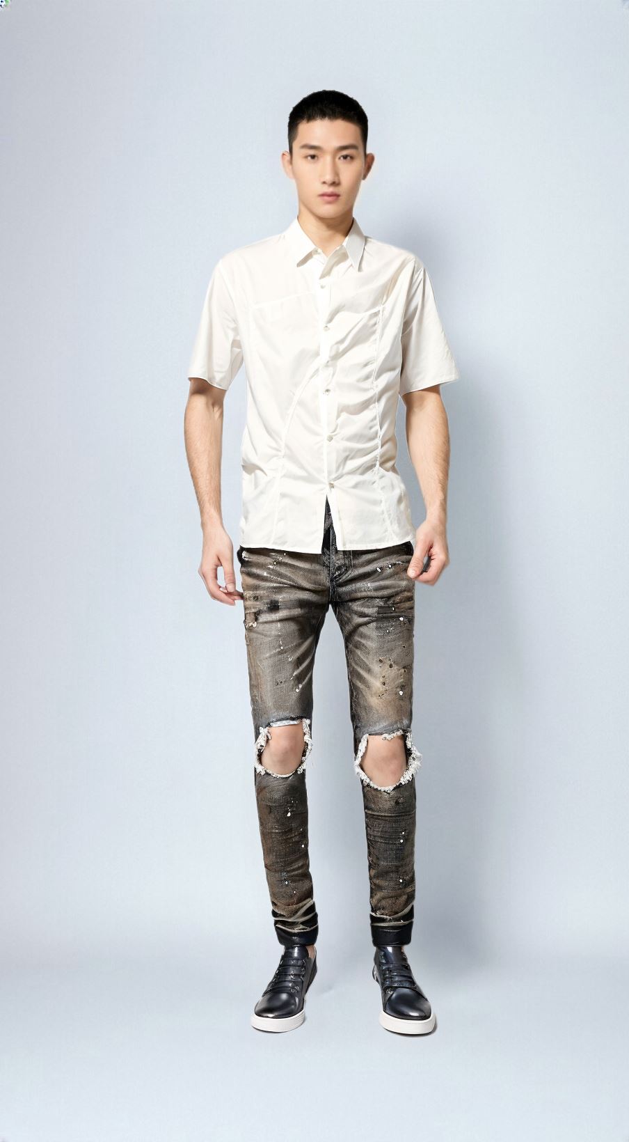 The Thorin Distressed Denim Biker Jeans