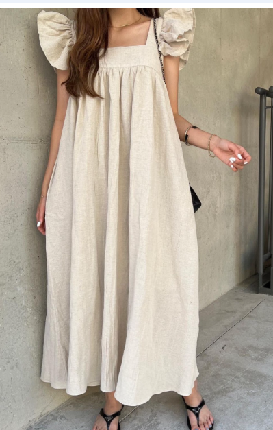 Candace Maxi Dress in Light Blue - 100% Linen - Bump Friendly