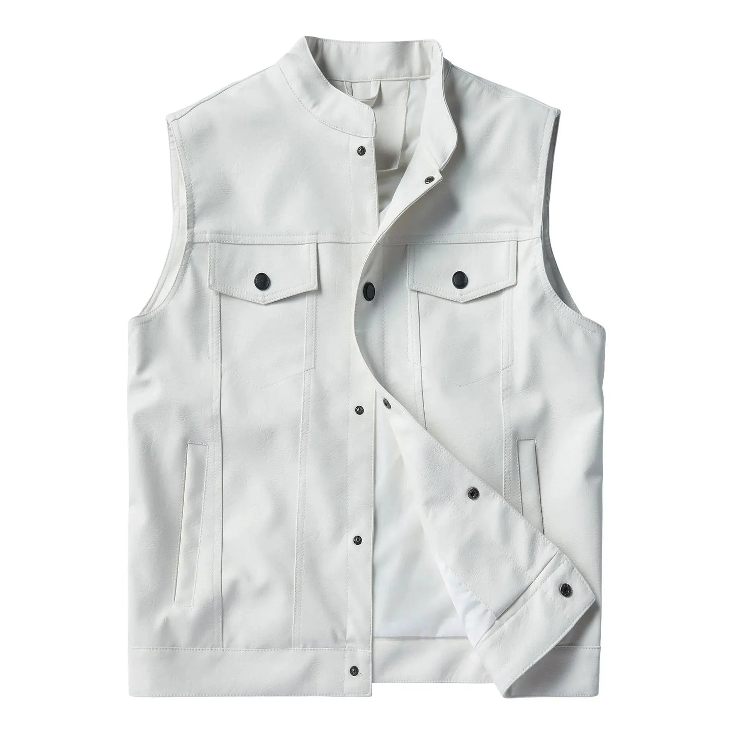 The Eryx Faux Leather Multiple Pocket Biker Vest