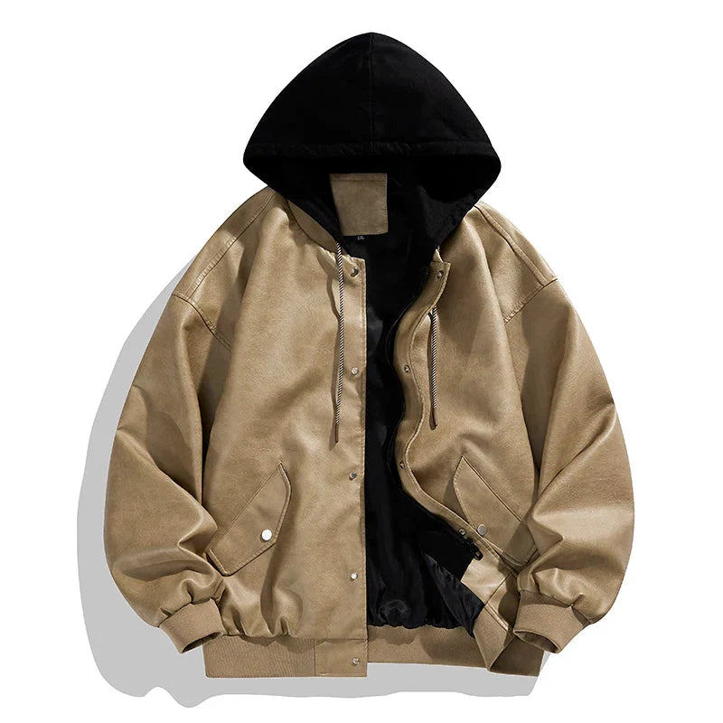 The Drystan Faux Leather Hooded Jacket