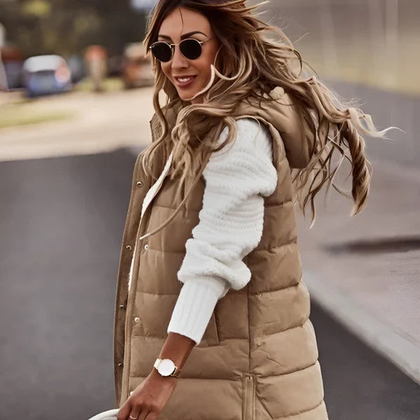 Women’s knee-length quilted vest – women