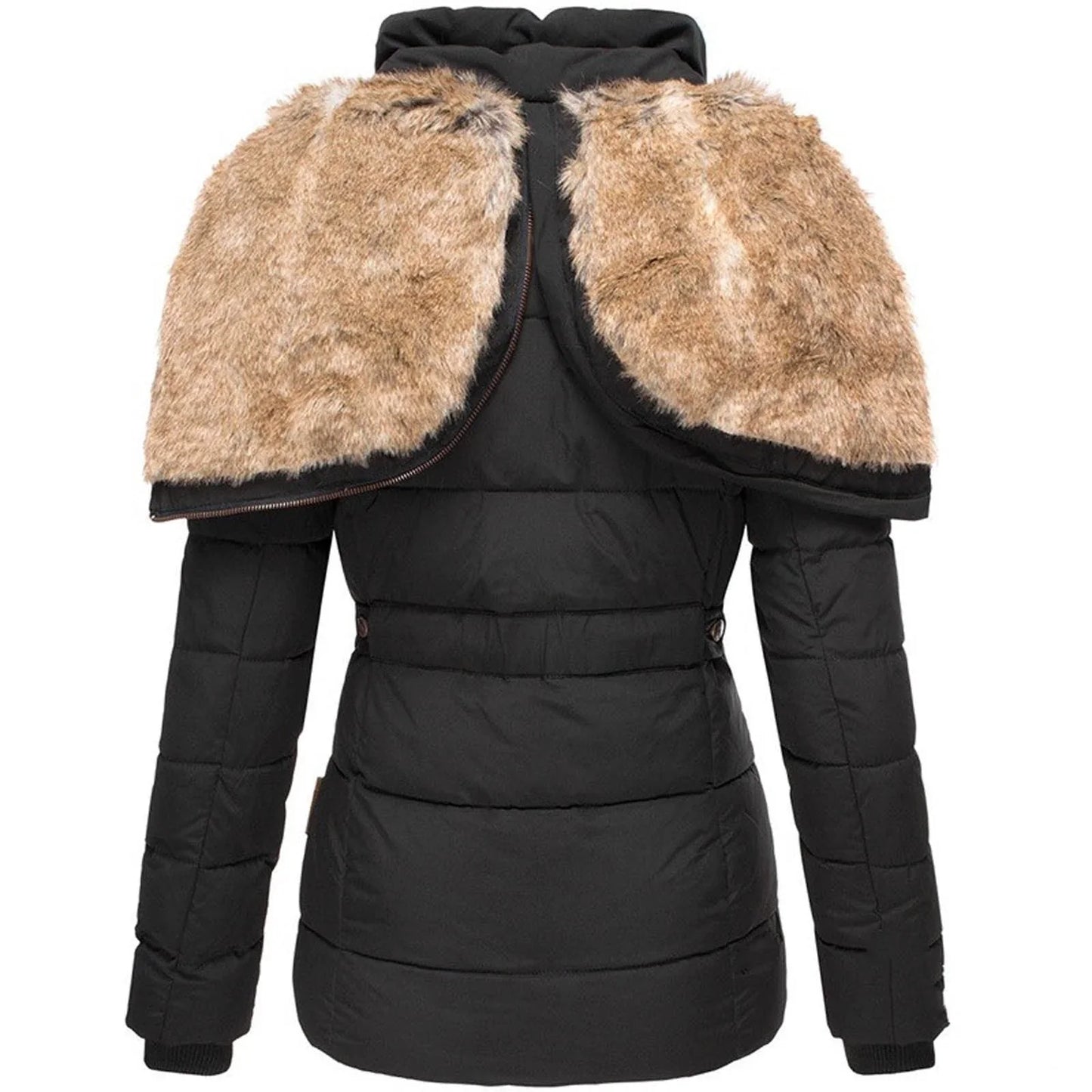 Women's winter jacket with faux-fur hood & soft lining – women