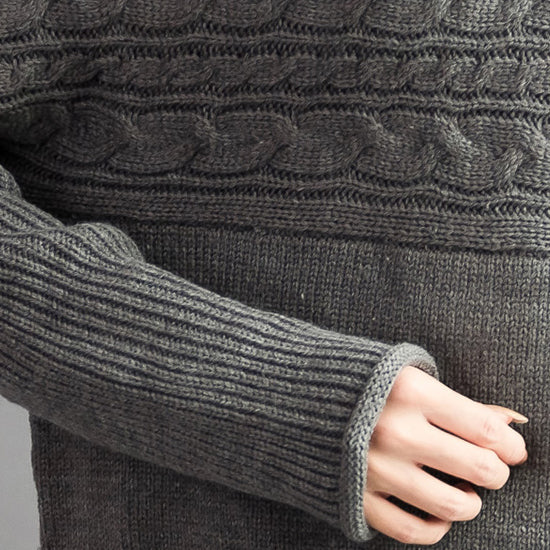 autumn thick gray woolen cable knit sweaters chunky oversize casual warm knit tops