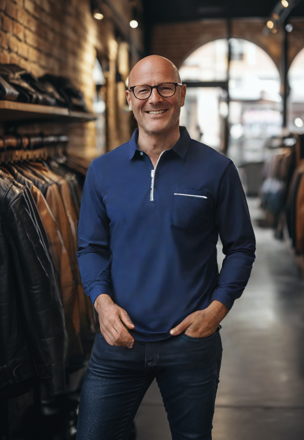 Tom Polo - Stylish Long Sleeve Zipper with Pocket men (Italian design)