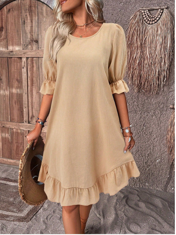Ruffle Short-sleeved Dress