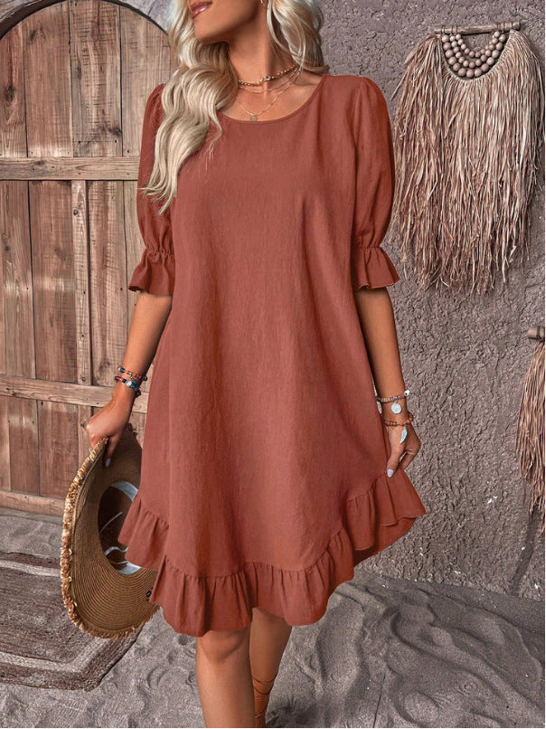 Ruffle Short-sleeved Dress