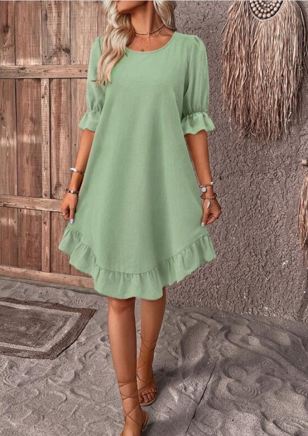 Ruffle Short-sleeved Dress
