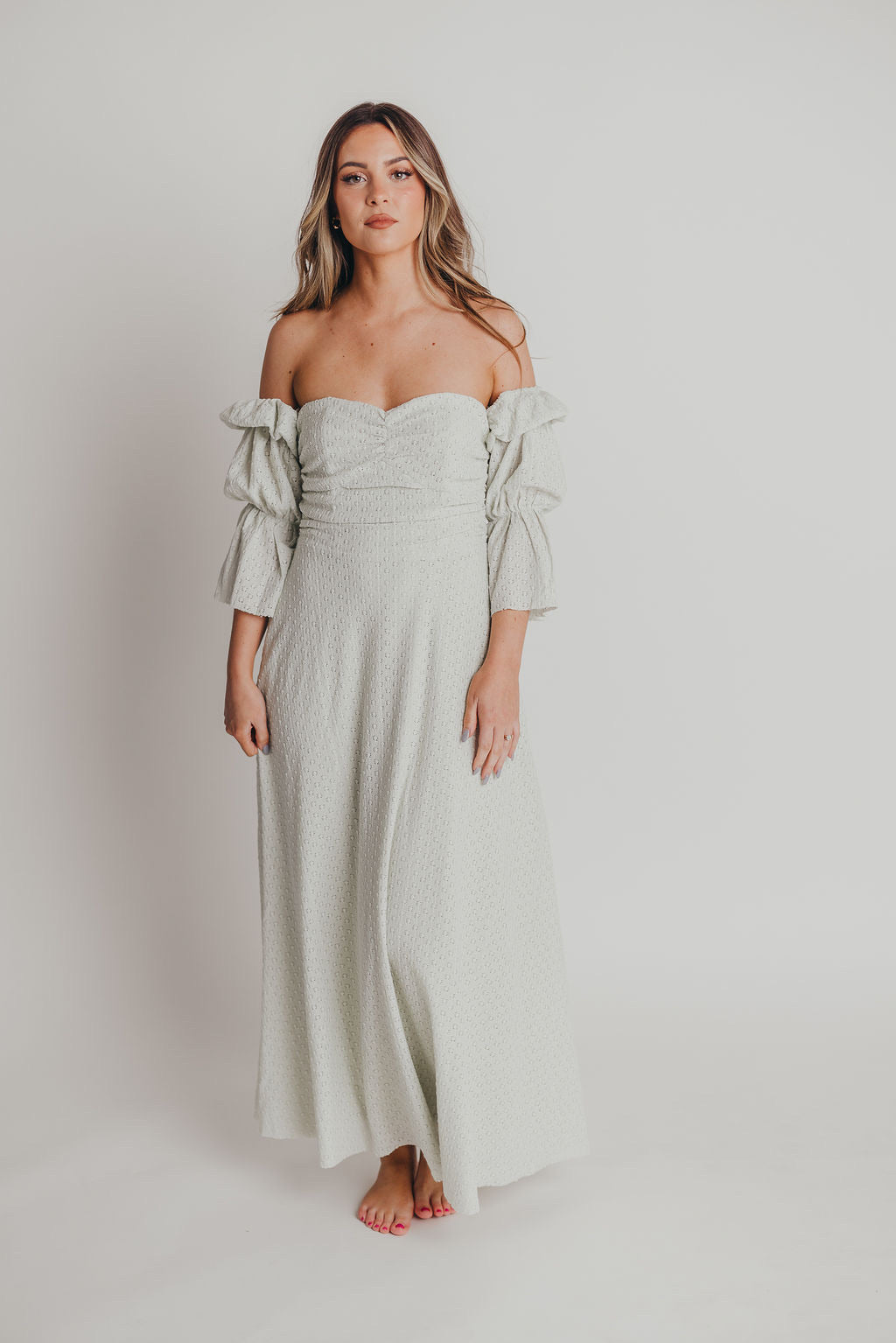 Corrine Tiered Sleeve Maxi Dress with Pockets in Mint - Bump Friendly & Inclusive Sizing (S-3XL)