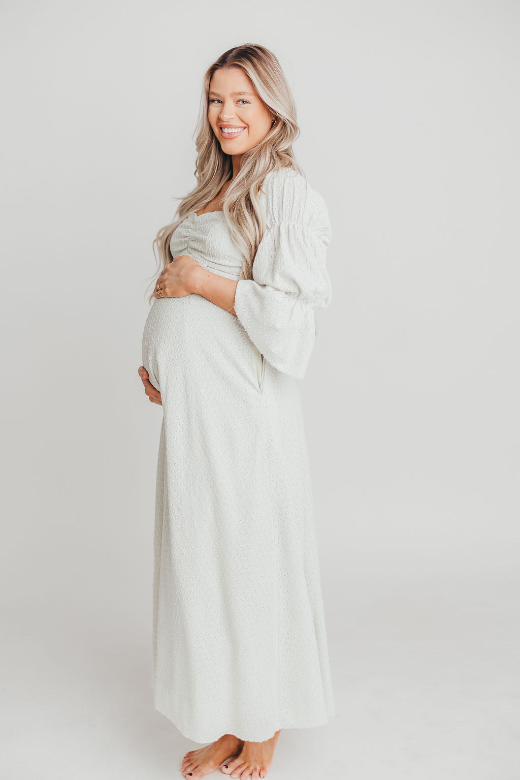 Corrine Tiered Sleeve Maxi Dress with Pockets in Mint - Bump Friendly & Inclusive Sizing (S-3XL)