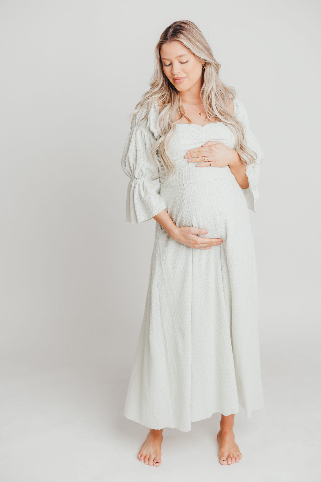 Corrine Tiered Sleeve Maxi Dress with Pockets in Mint - Bump Friendly & Inclusive Sizing (S-3XL)