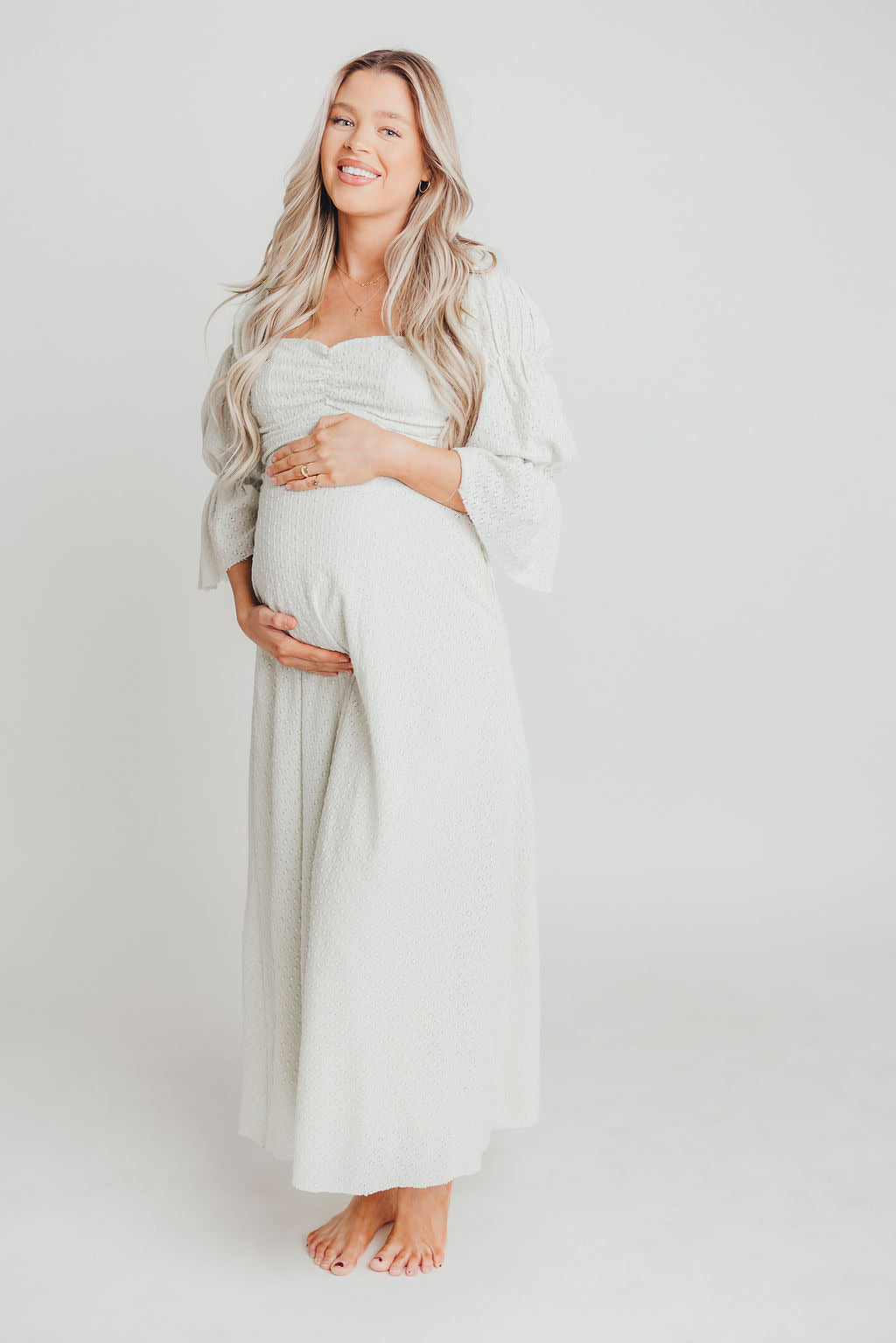 Corrine Tiered Sleeve Maxi Dress with Pockets in Mint - Bump Friendly & Inclusive Sizing (S-3XL)