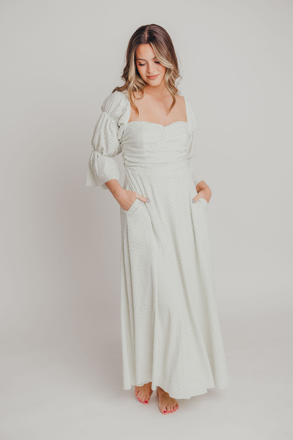 Corrine Tiered Sleeve Maxi Dress with Pockets in Mint - Bump Friendly & Inclusive Sizing (S-3XL)