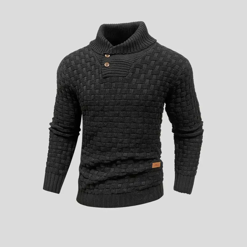 Eldon – knitted sweater with button placket and classic cut