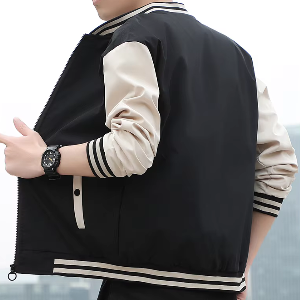 Leo Splicing Stripe Varsity Jacket