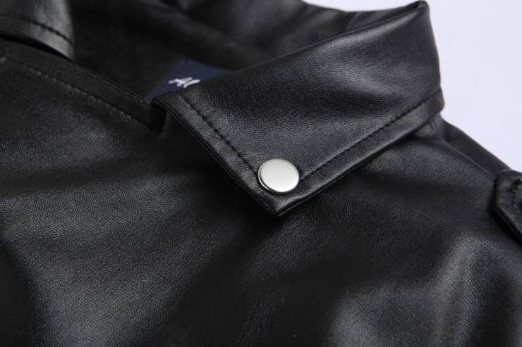 The Harley Slim Fit Faux Leather Moto Biker Jacket - Black