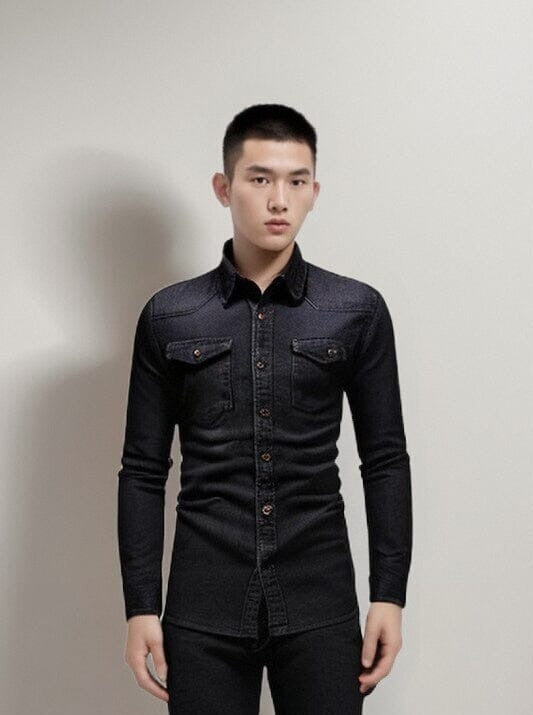The Frederick Long Sleeve Denim Shirt - Onyx
