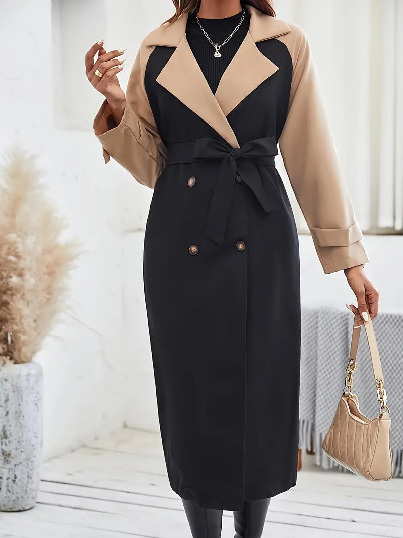 Megan | Stylish Two-Tone Trench Coat