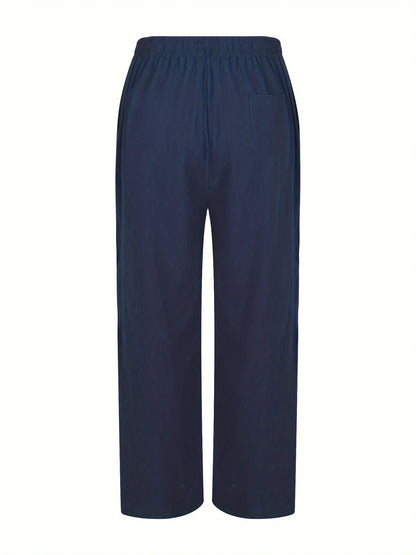 Straight elastic waist pants – men