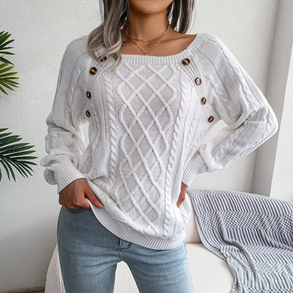 Isabell sweater with a square neckline for knitting