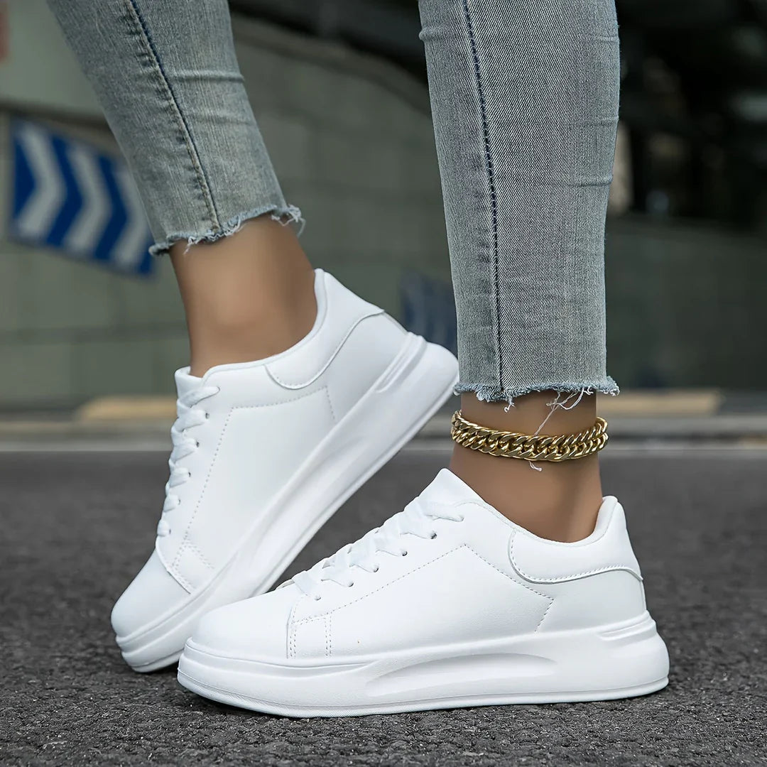 White leather sneakers – women