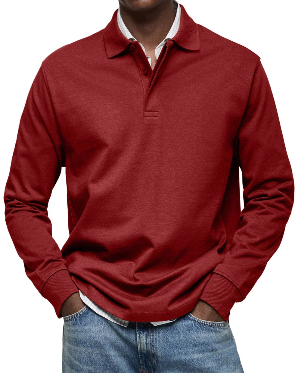Dewey simple long-sleeve polo shirt – men