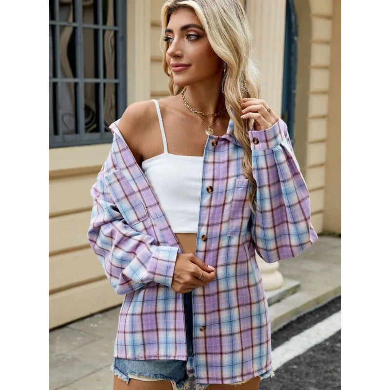 Milano women's checked blouse made of high-quality cotton