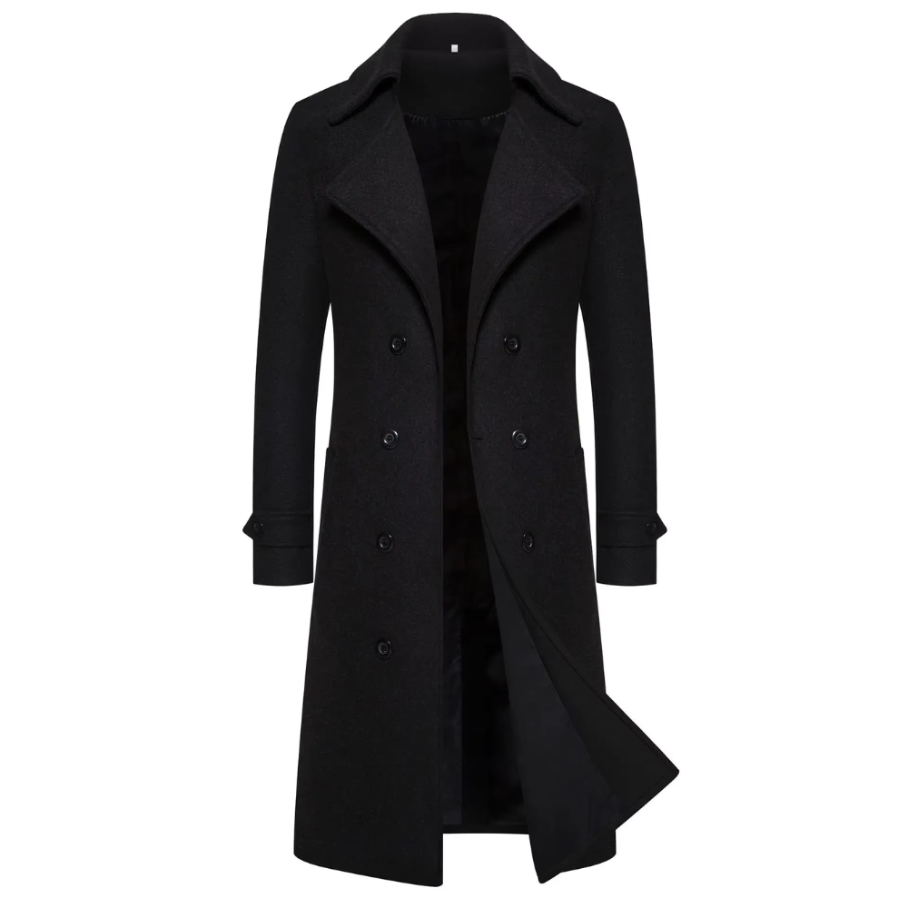 Max Double Row Button Woolen Men Trench Coat