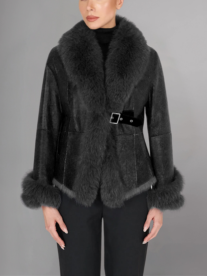 Elbow Street Fashion Winter Shearling Leather jacket