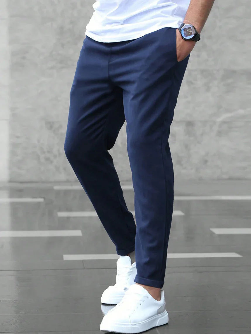 Allan casual slim stretch pants with drawstring – men