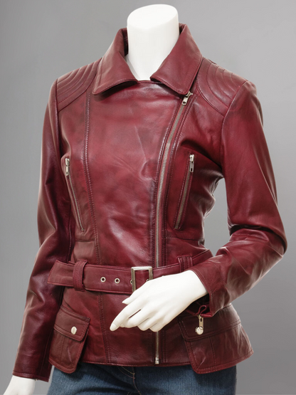 Women's Vintage Real Leather Jacket for Biker Style