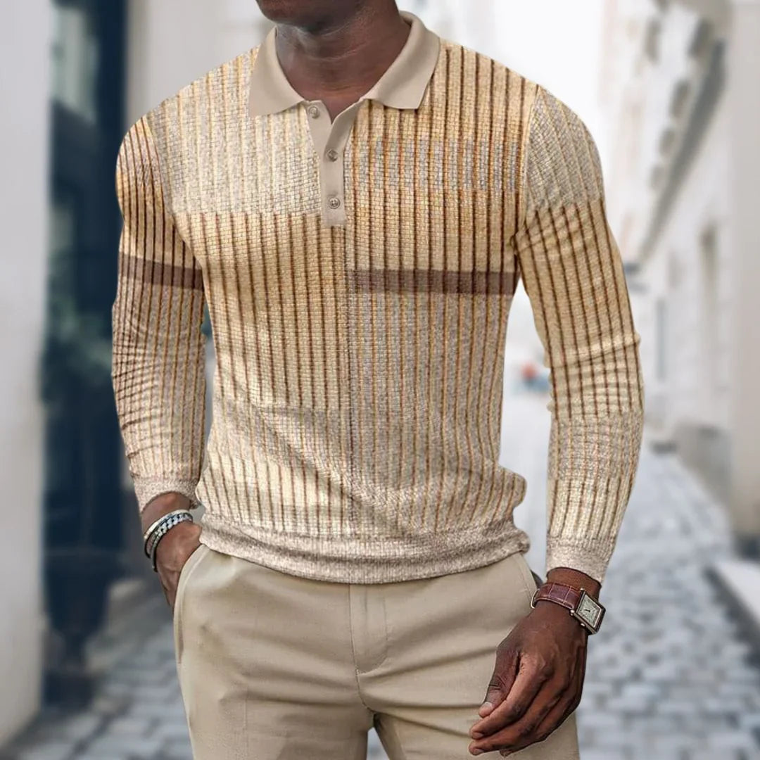 Men's long-sleeved polo shirt with button placket – sporty & smart