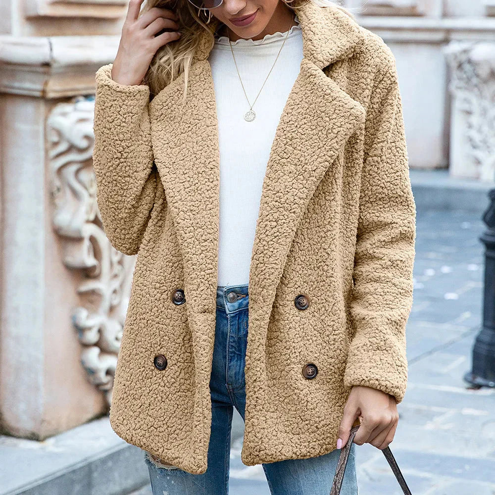 Mid-length double-breasted coat – women