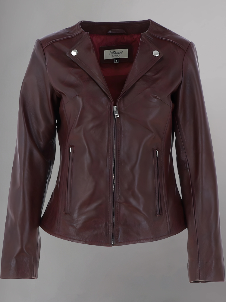 Women’s Distressed Brown Biker Leather Jacket