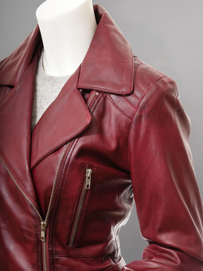 Women's Vintage Real Leather Jacket for Biker Style