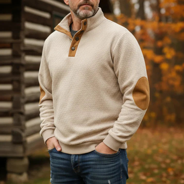 Rune – Casual sweatshirt with stand-up collar and elbow patches