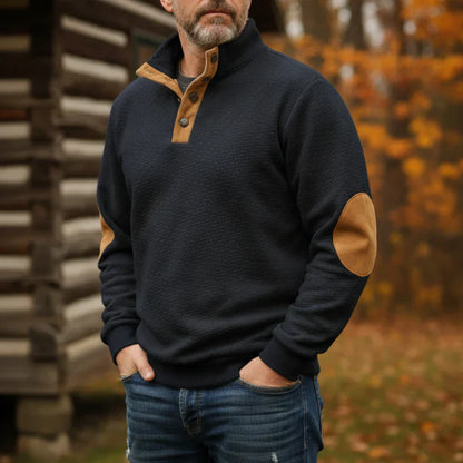 Rune – Casual sweatshirt with stand-up collar and elbow patches