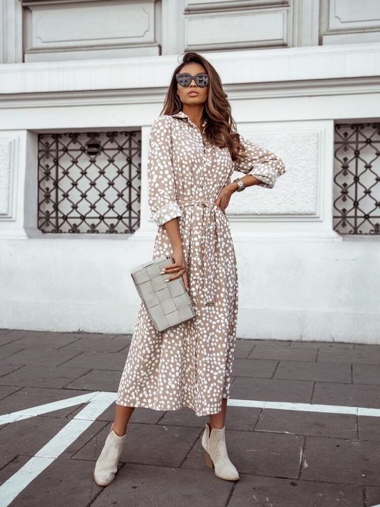 Hannah - casual long sleeve white maxi dress