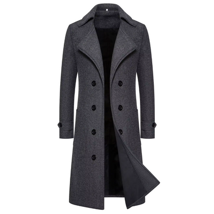 Max Double Row Button Woolen Men Trench Coat