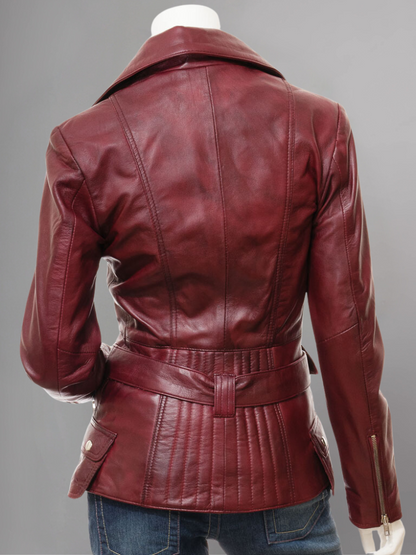 Women's Vintage Real Leather Jacket for Biker Style