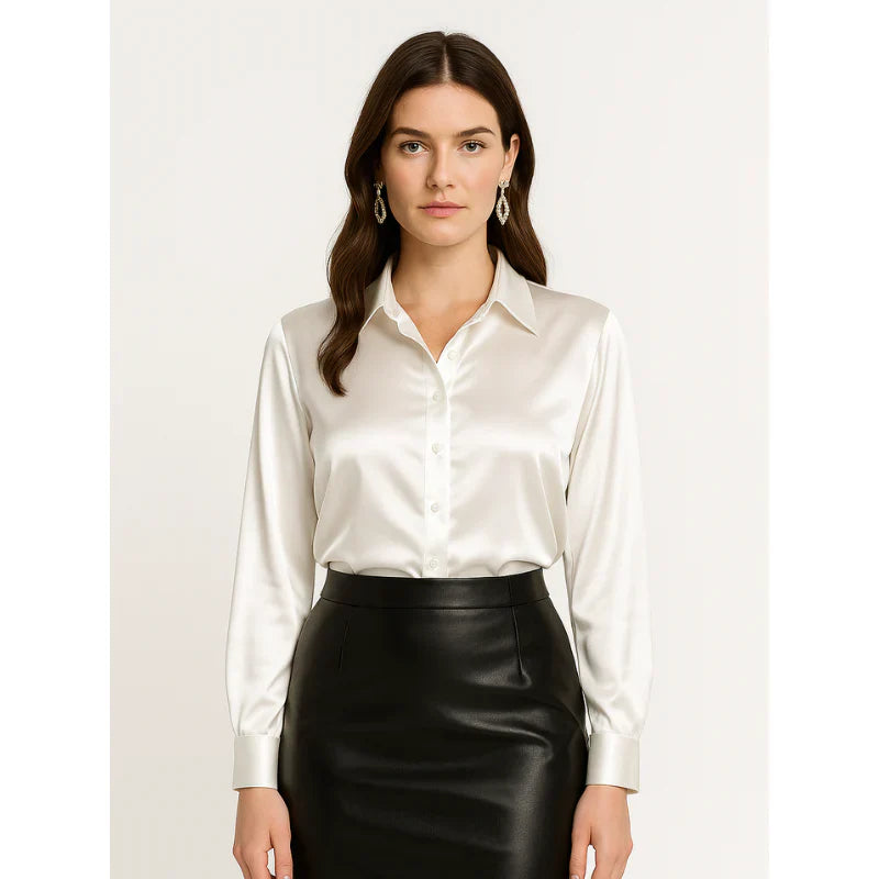 Elegant women's satin blouse with button details