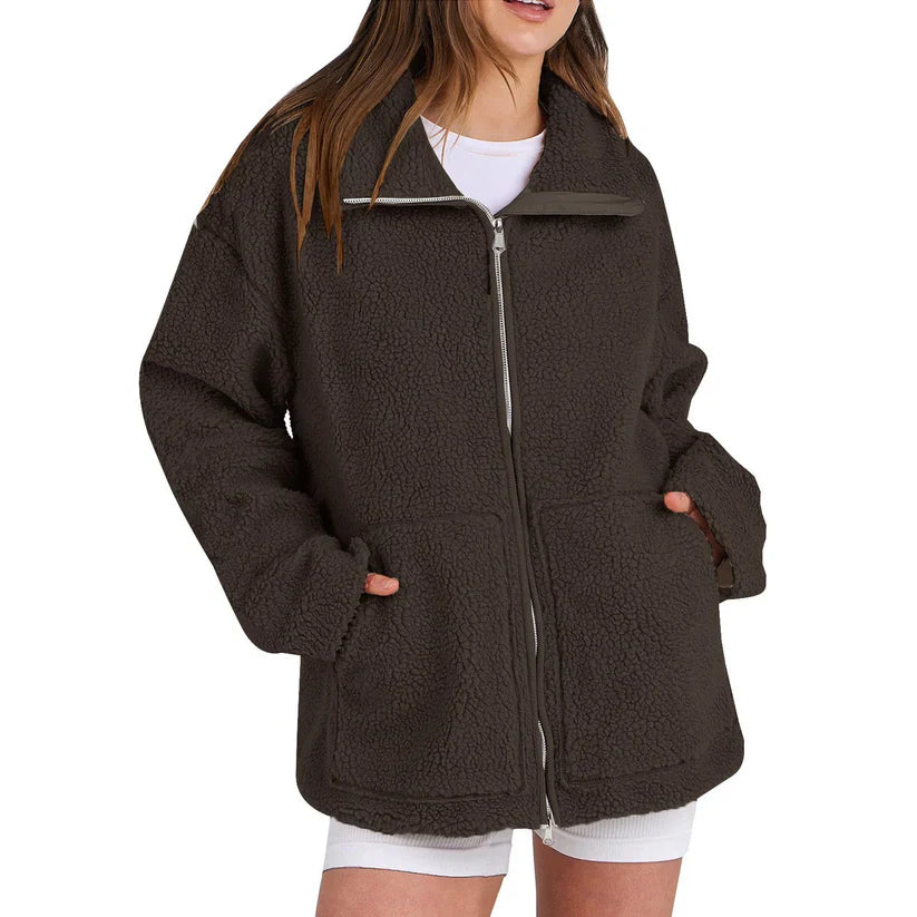 Adamina relaxed wool coat with turtleneck – women