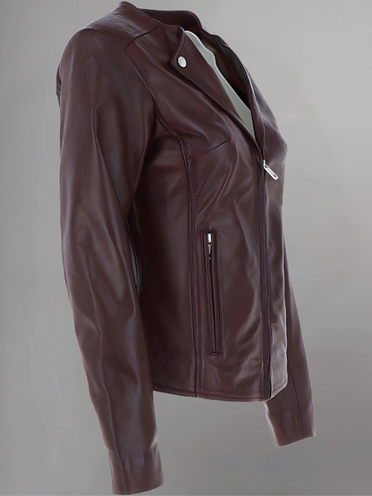 Women’s Distressed Brown Biker Leather Jacket