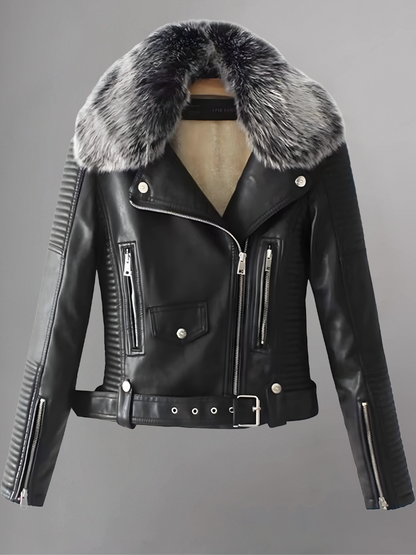 Women’s Faux Fur Quilted Moto Jacket