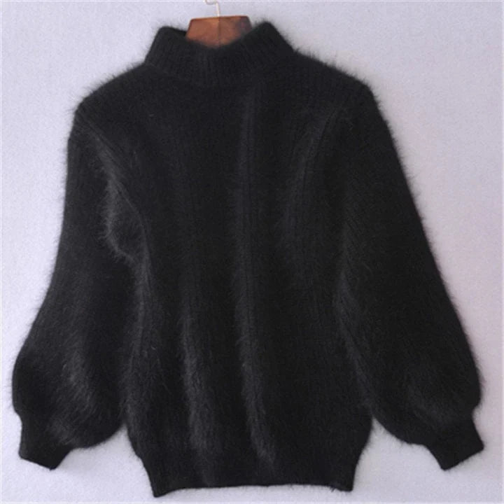 Mohair turtleneck knit sweater – women